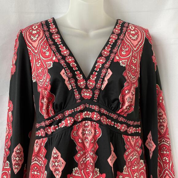 INC International Concepts Y2K Babydoll Top Women S Red Boho Hippie Goddess VTG - Picture 3 of 10